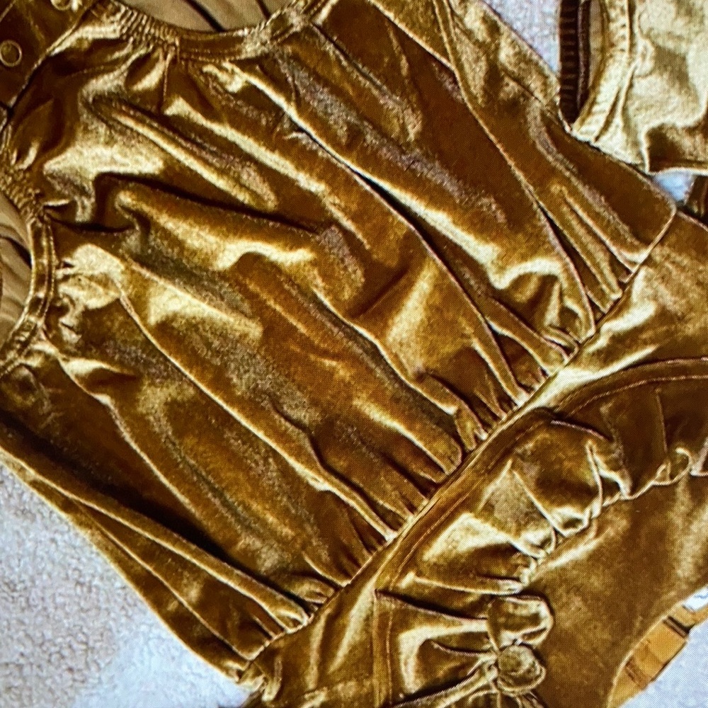 Charming gold velvet outfit baby one piece